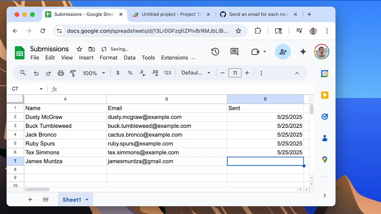 Send an email for each new row in a Google Sheet (Apps Script Tutorial)