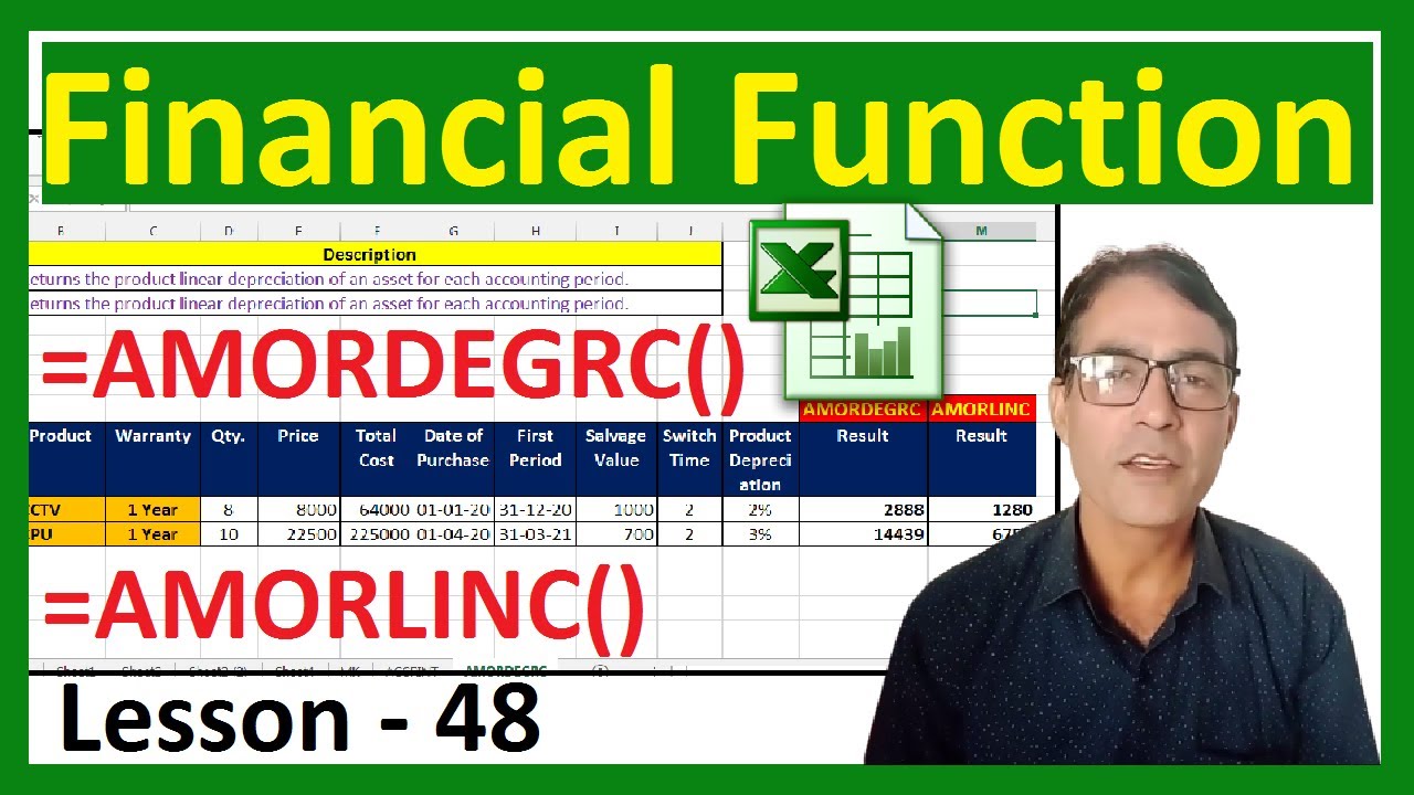 Financial Function in excel | MS excel for beginners - 48 | AMORDEGRC AND AMORLINC in excel