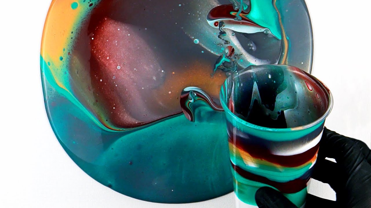 Acrylic Pouring Flip Cup Technique | Abstract Painting | 4K