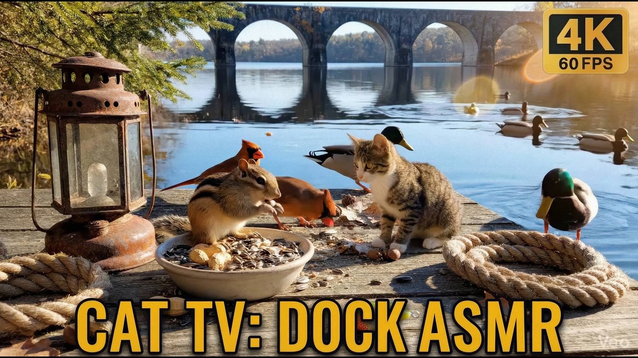 Cat TV for Cats to Watch 🚂 Majestic Stone Viaduct Bridge & Chipmunk - 8 Hours