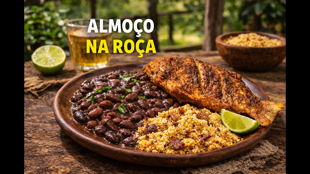 Hoje o Almoço Foi Simples, Mas Caprichado: Feijão, Farinha e Peixe Frito!