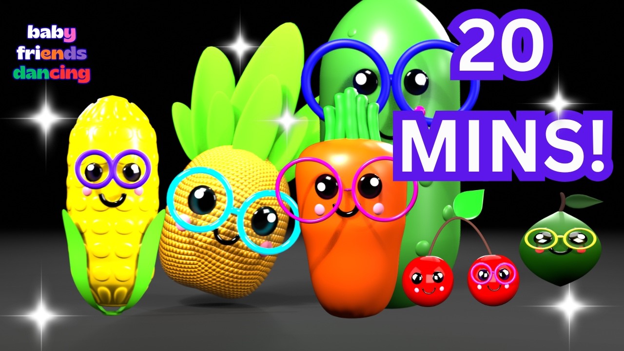 Fruits & Veggies Mega Mix!  20 Minutes of Baby Friends Dancing  Educational Songs for Toddlers