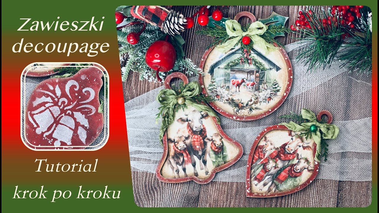 W stajence - zawieszki decoupage - tutorial DIY krok po kroku