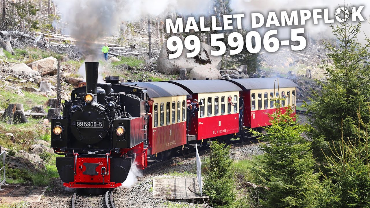 Letzte Fahrt der Mallet Dampflok 99 5906-5 bei der Brockenbahn