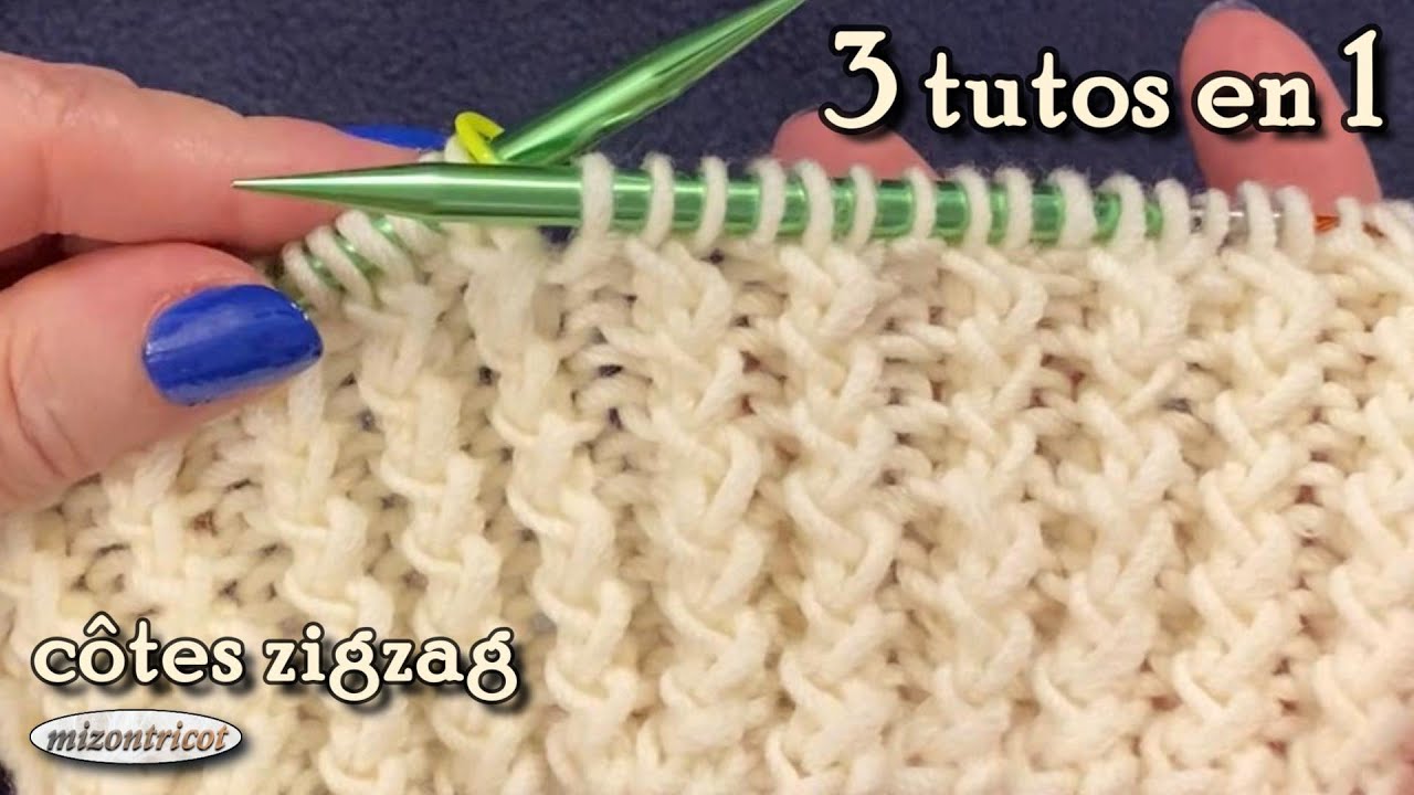 [Tricot]  CÔTES ZIGZAG pour tricot CIRCULAIRE et À PLAT ♥ TORSADE sans aiguille auxiliaire🐑