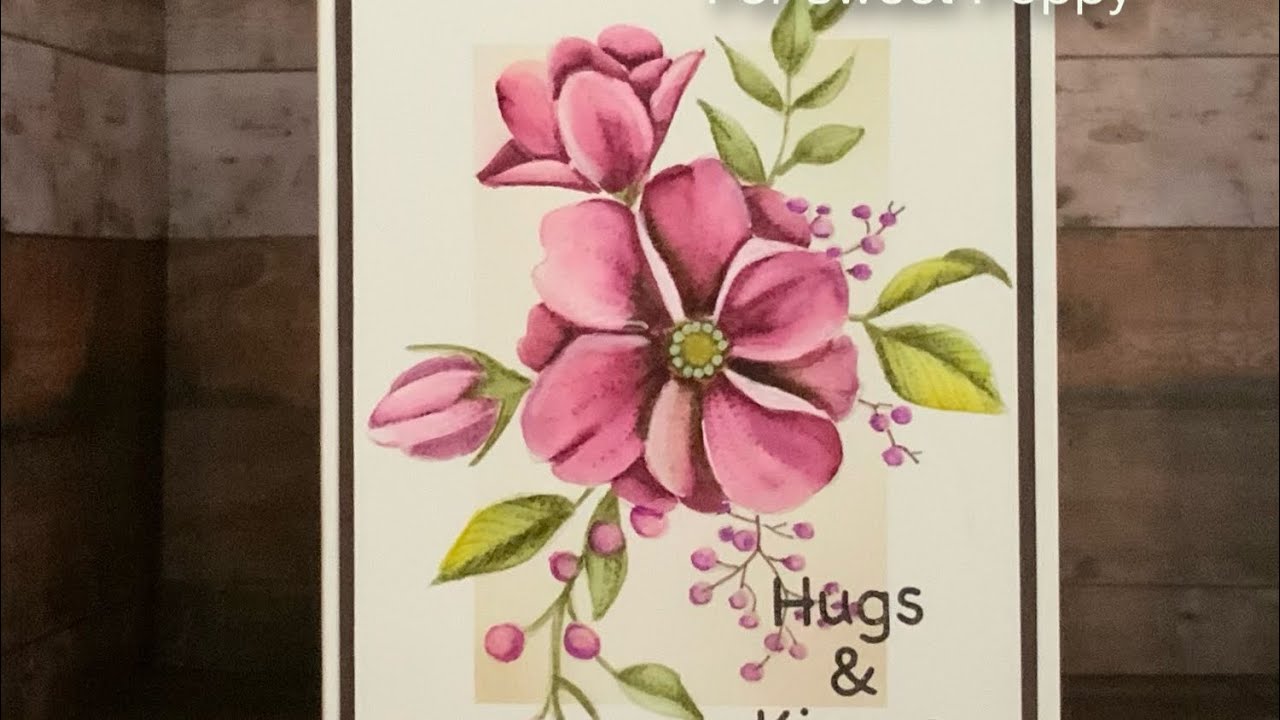 No line stamping with Sweet Poppy Spring Bloom Sweet Poppy water colour pens. NO SOUND video #82