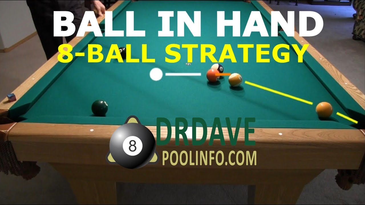 Стратегия и примеры игры в бильярд «8-Ball» с мячом в руке