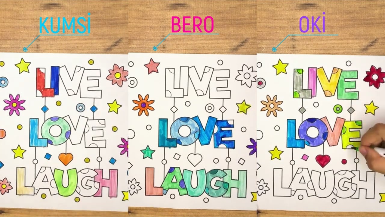 A Colorful Journey Challenge with 8-Year-Old Best Friends: 'Live Love Laugh' Coloring Fun
