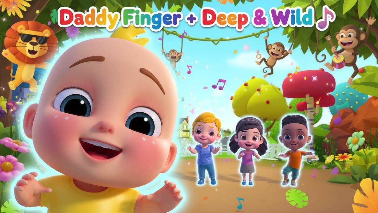 Песня Daddy Finger + Deep and Wild 🎶 Веселая подборка детских стишков для детей #DaddyFinger #тре...