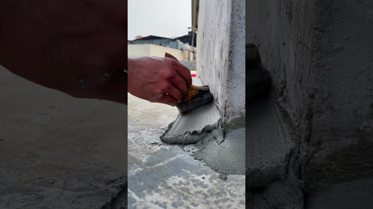 Wall waterproofing slope cement filling process