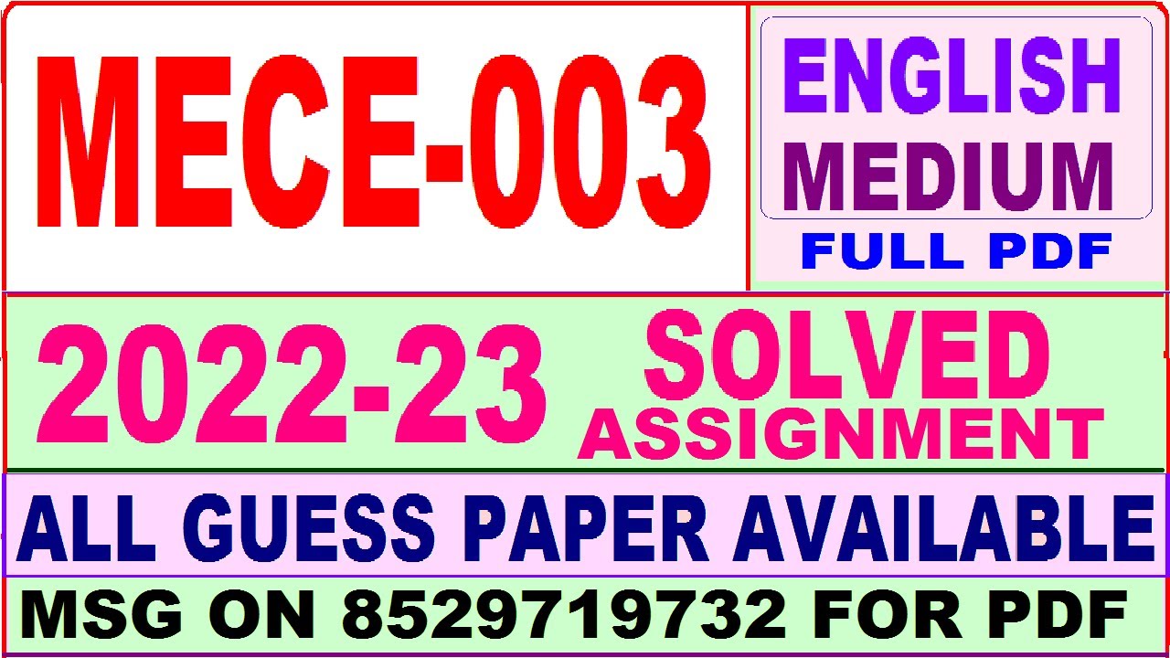 mece 003 solved assignment 2022-23 / mece 3 solved assignment in english / ignou ma economics