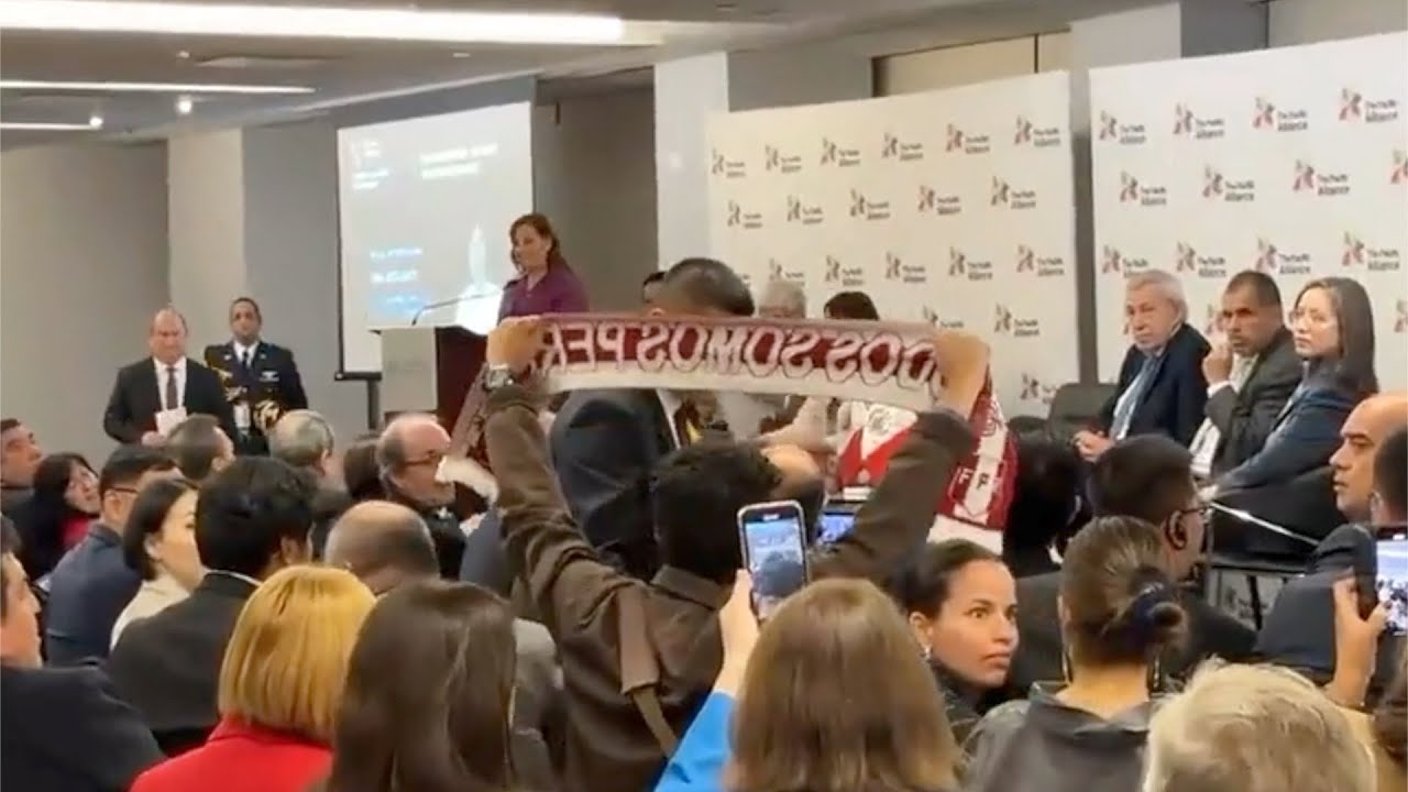 Peruanos encaran a Boluarte durante foro de inversiones Alianza del Pacífico 2023 en EE.UU.