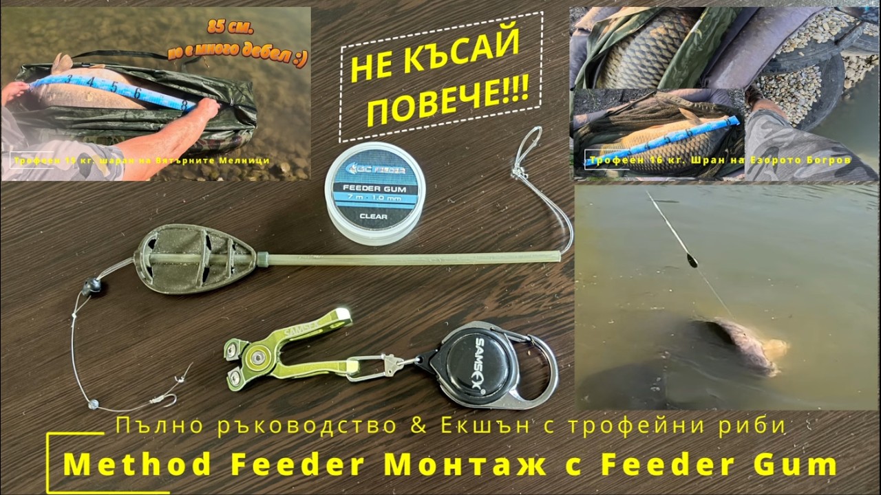 Method Feeder Монтаж с Feeder Gum. Как да го направим. Пълно ръководство & Екшън с трофейни риби.