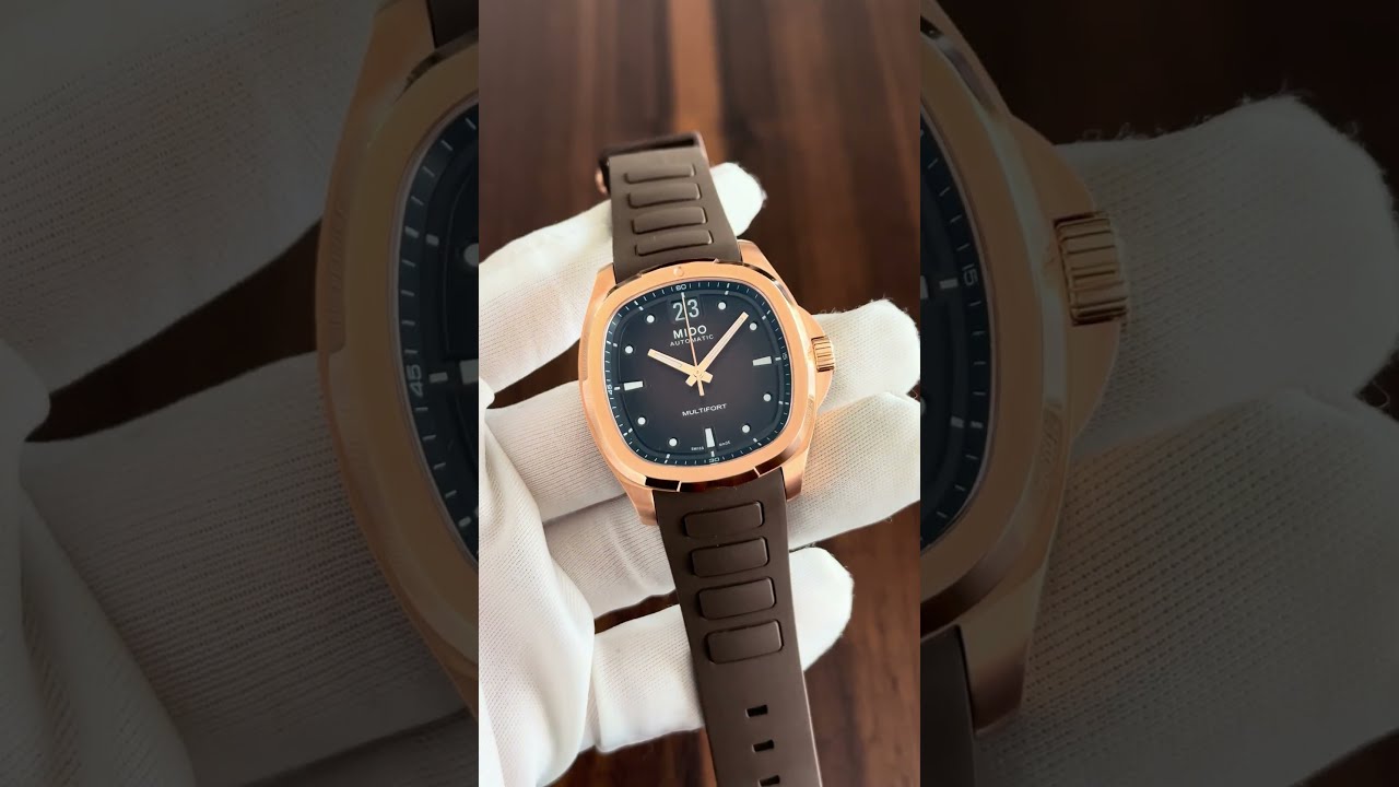Mido Multifort TV Big Date Rose Gold Case Brown Rubber Strap Ref. M049.526.37.291.00 #mido #watch
