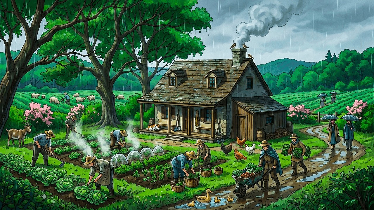 Peaceful Rainy Day in The Countryside: Grandmother's Stew and Cozy Family Meals | Ghibli Style
