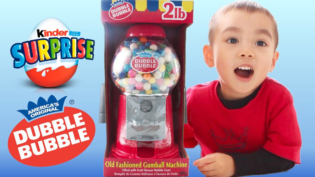 Dubble Bubble Gumball Machine Learn Colours | Counting & Kinder Egg Surprise Ryan | LRH & Toyz