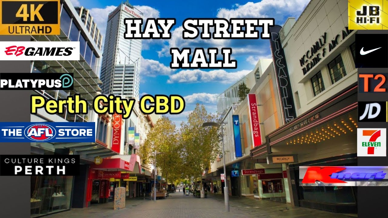 Hay Street Mall Perth | All Shopping Malls Walking Tour [4K]