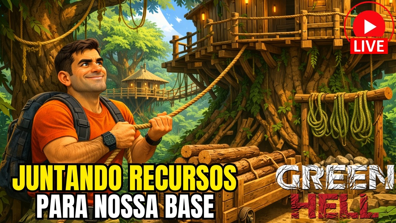 🔴AO VIVO _ 🌴🔥 JUNTANDO RECURSOS NA BASE DA CASA NA ÁRVORE! CONSTRUÇÃO INSANA! 🪵⛏️ #GreenHell