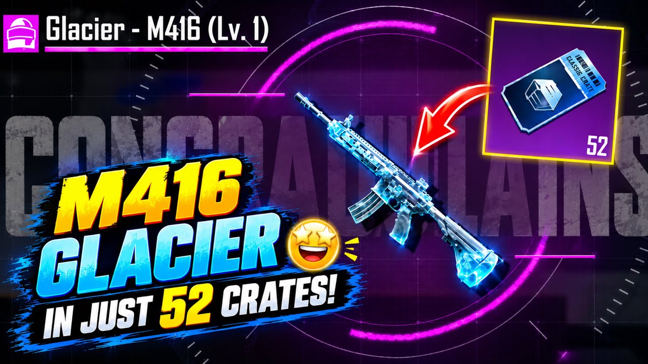 Finally! Got the M416 Glacier in Just 52 Classic Crates! 😱🔥 | M416 Glacier Crate Opening