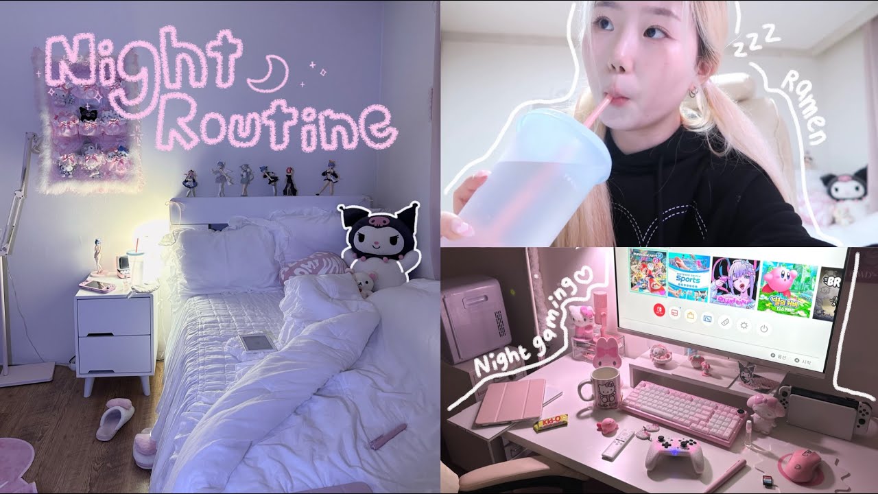 Night routineᶻ 𝗓 𐰁/Gaming, night snack,what's in my bag🌙