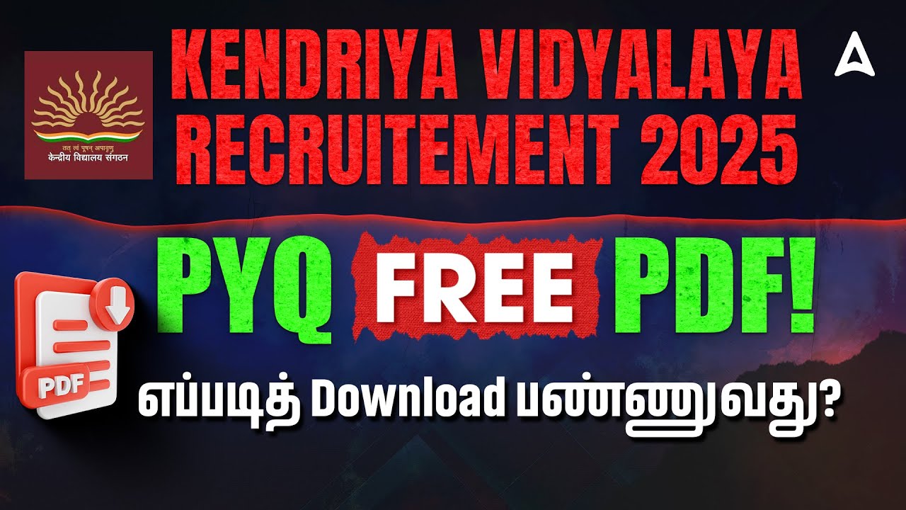 KVS New Vacancy 2025 Tamil | KVS Previous Year Questions | Free PDF Download | Adda247 Tamil