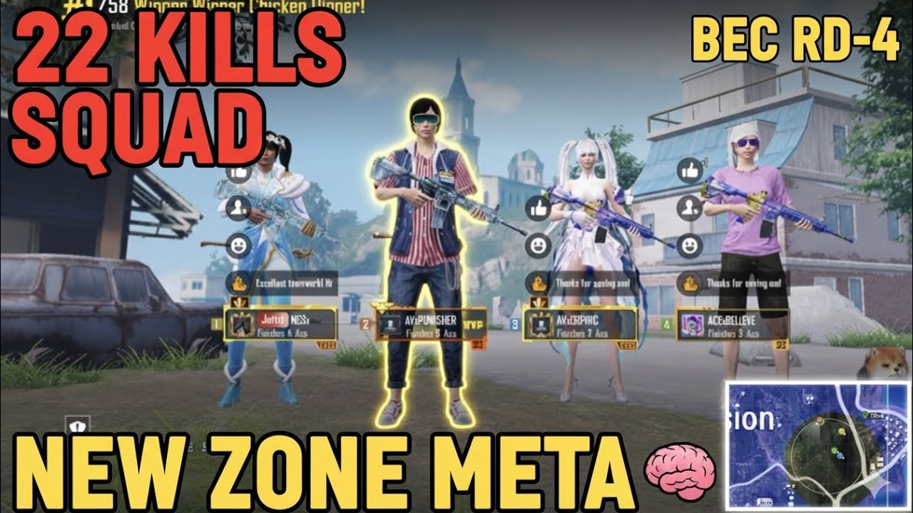 NEW ZONE META 22 FINISH WWCD SOLO 8 FINISHES | BEC ROUND 4 |