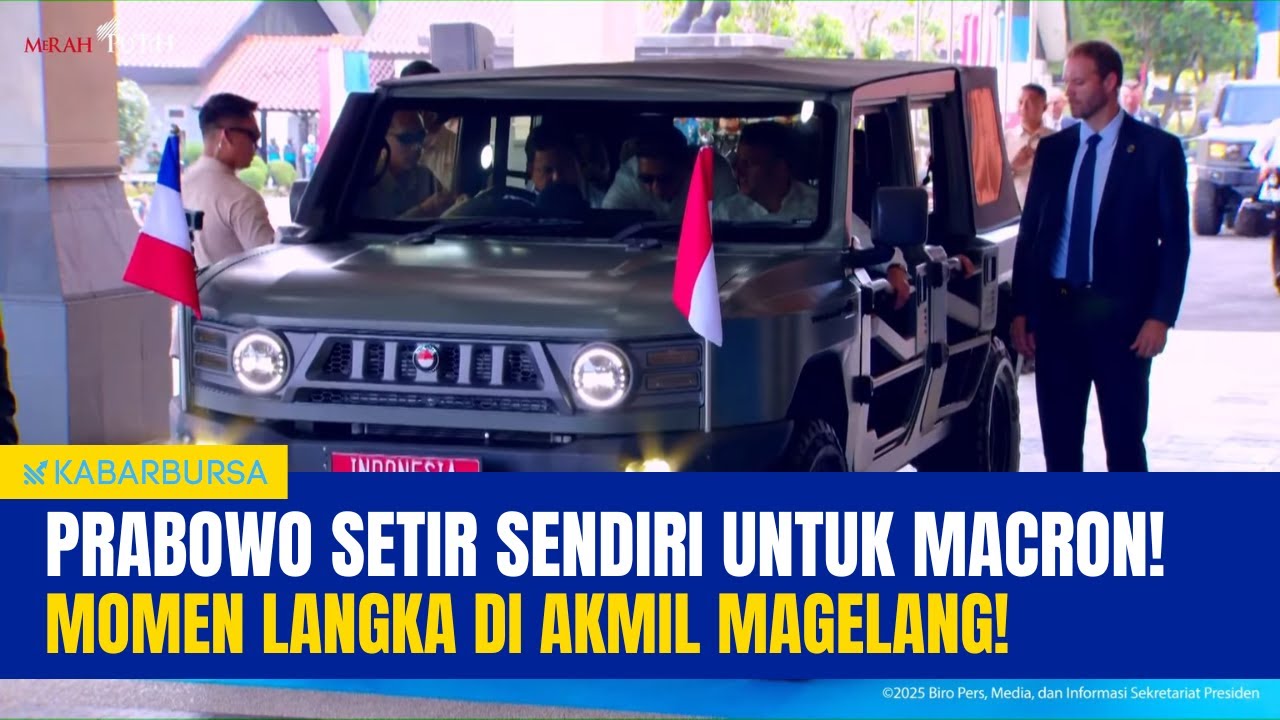 Momen Langka! Naik Maung Hitam, Prabowo Sopiri Presiden Macron ke Akmil Magelang