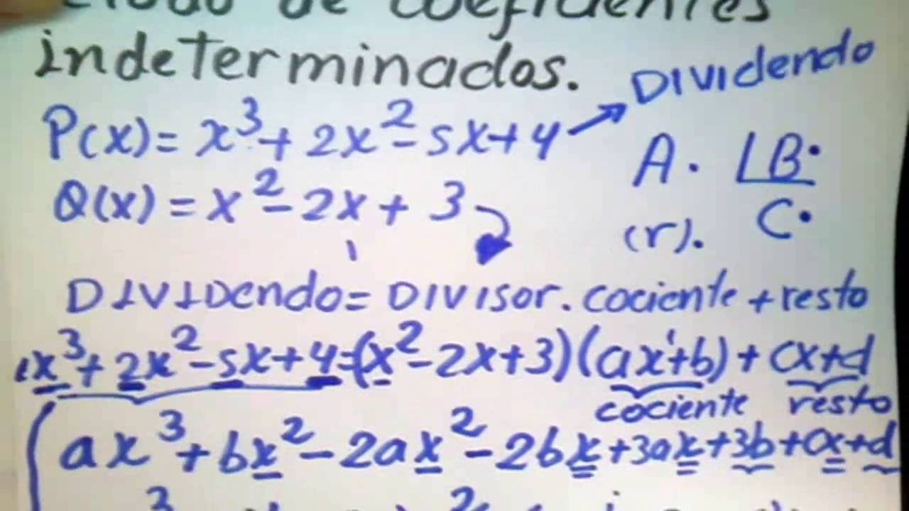 División De Polinomios Método De Coeficientes Indeterminados | División De Polinomios Ejercicios