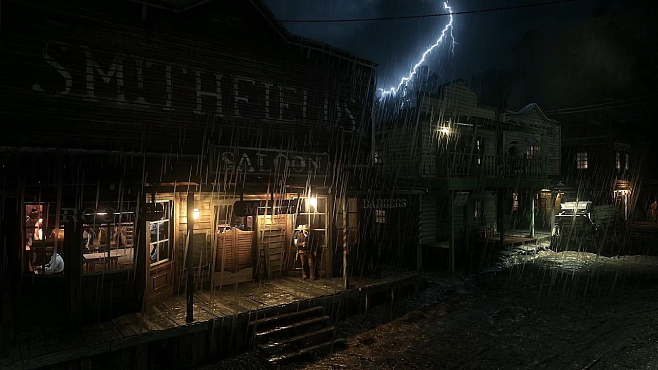 Thunderstorm Ambience Inside An Old West Saloon | RDR2 ASMR