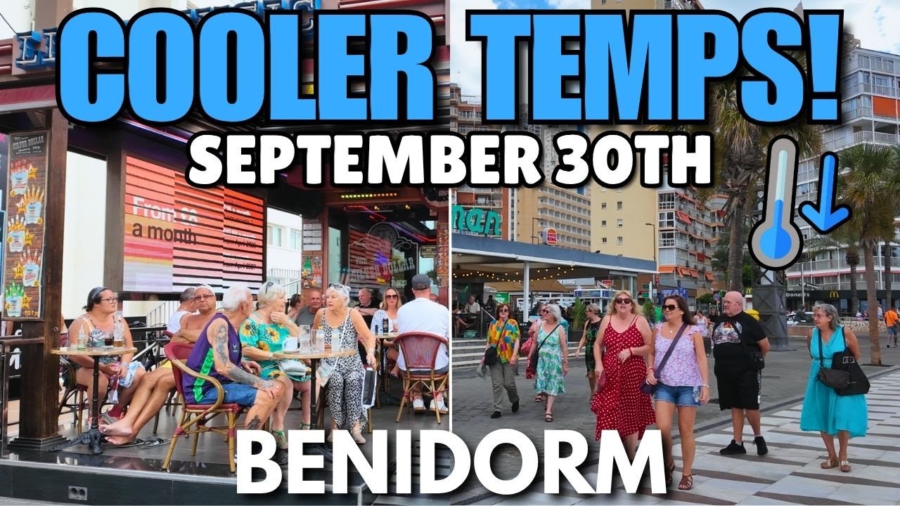 Benidorm - Busy Levante Beach & Bars in The Rinc&oacute;n! 🍺┃Cool 24&deg;C Today!