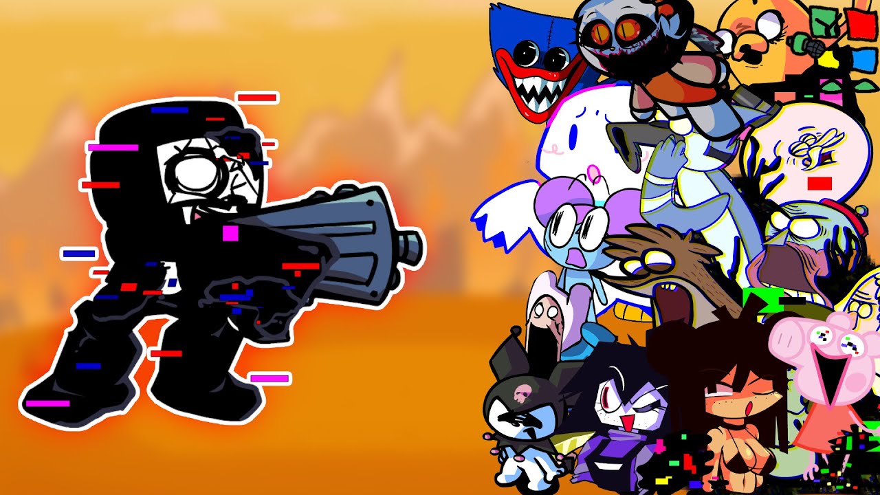 FNF HGU(Vs Tankman Renew) But Different Characters Sing It🎵 Everyone Corrupted Night (FULL WEEK)