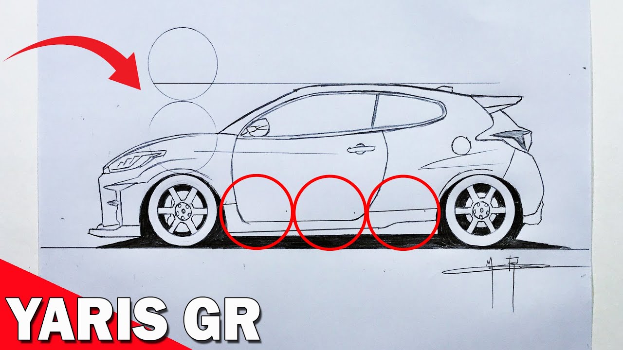 COMO DIBUJAR UN TOYOTA YARIS GR A LAPIZ