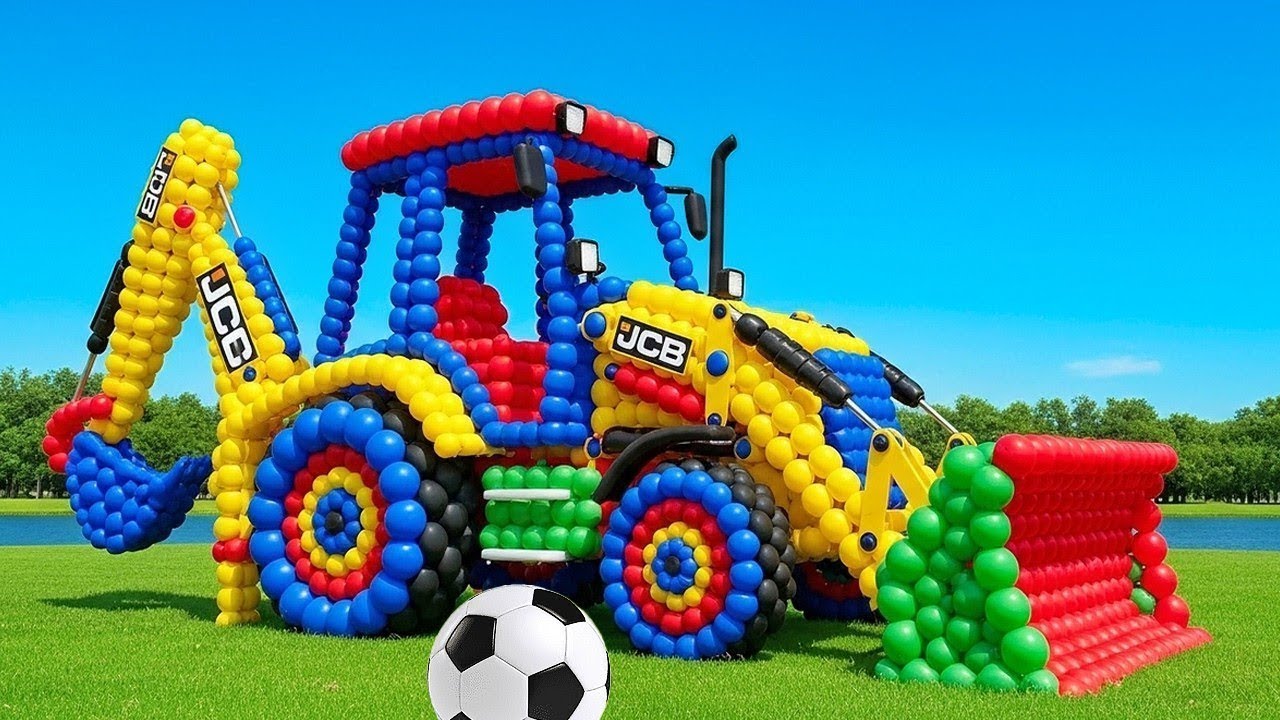 The mascot vibrato assistant JCB and Tractor placed on the football field is popular, co produced