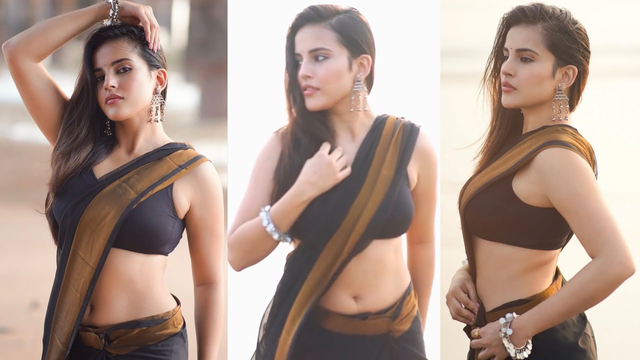 Pratibha Choudhary Drapes Cotton Black Saree With gold border Paired with Matching Sleeveless Blouse
