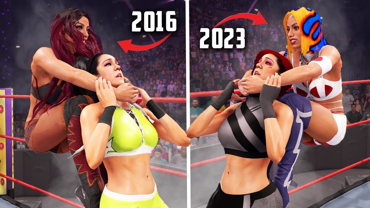 Sasha Banks in every WWE Games Evolution (2016 to 2023)