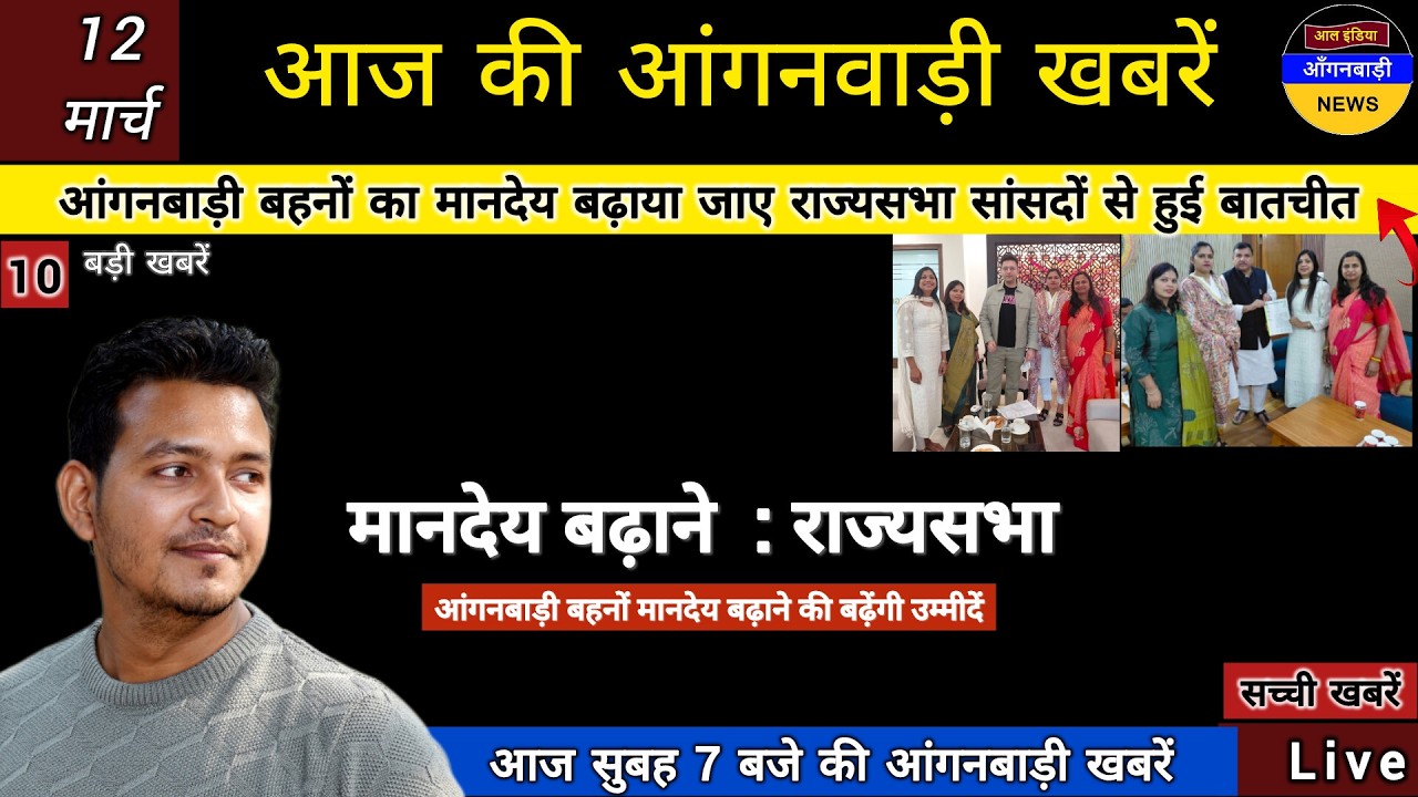 आंगनबाड़ी बहनों का मानदेय बढ़ाया जाए राज्यसभा सांसदों से हुई बातचीत मानदेय बढ़ाने की बढ़ेंगी उम्मीदे
