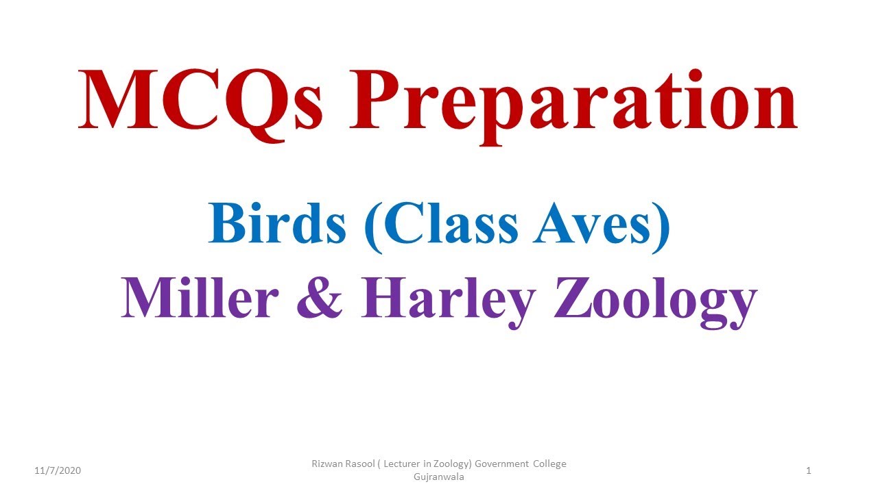MCQs Class Aves Birds