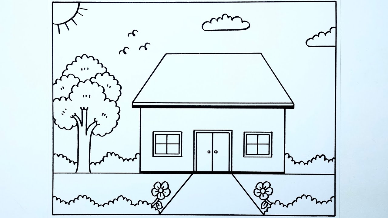 Cara menggambar rumah mudah dan simple