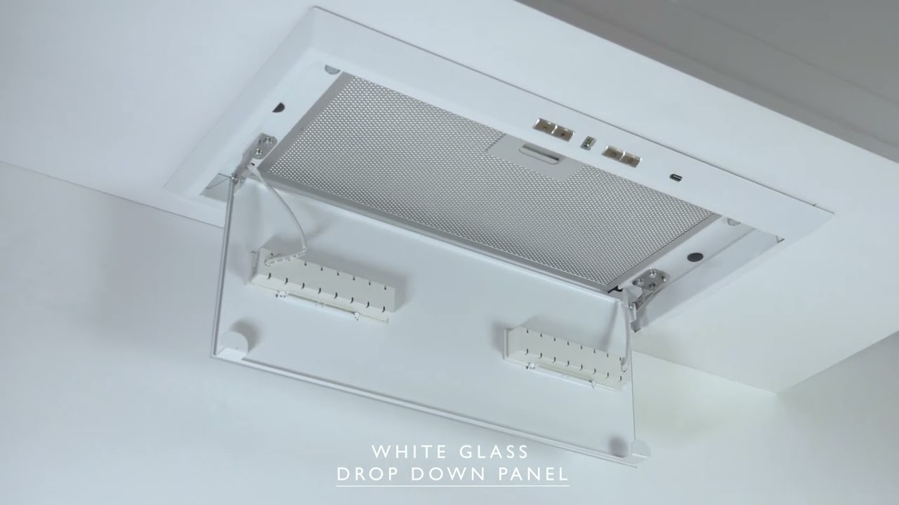 54cm Brushless Canopy White Glass Cooker Hood