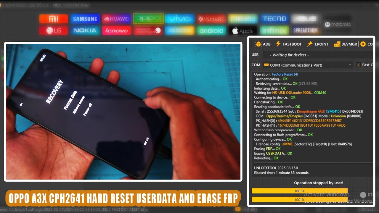OPPO A3X CPH2641 HARD RESET USERDATA AND ERASE FRP