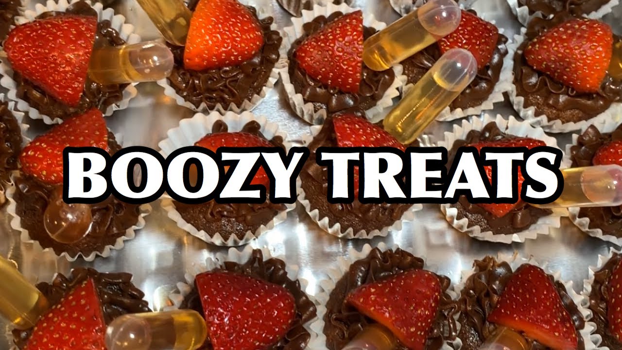 BOOZY TREATS | Liquor Infused Chocolate Covered Strawberries, Gummy Bears and Chocolate Cupcakes