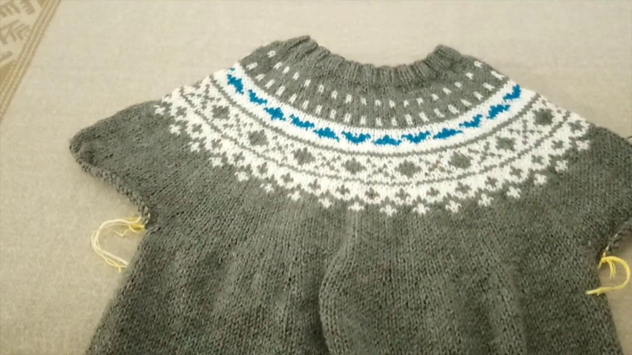 Pull jacquard femme taille M au tricot partie 2/3