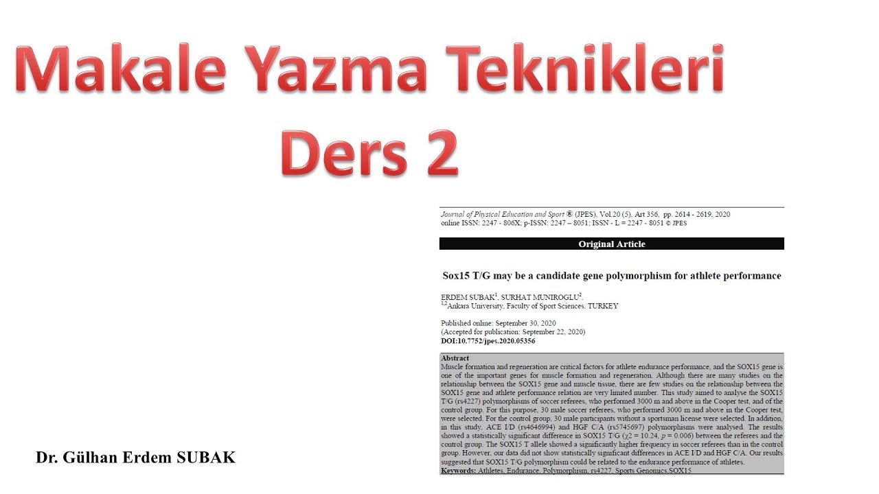 Makale Yazma Teknikleri - 2. Ders