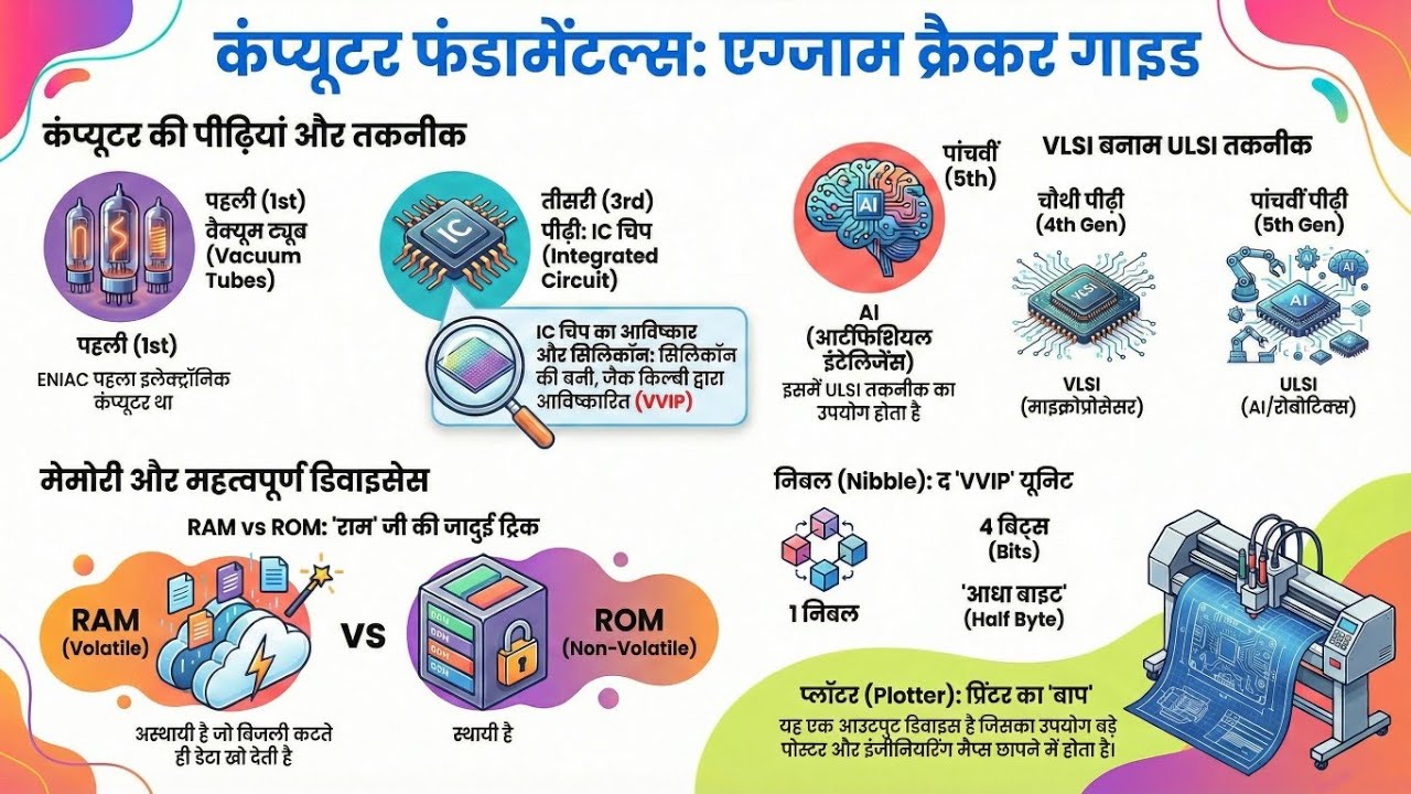 कंप्यूटर बेसिक्स (Computer Awareness) | RAM vs ROM Trick, Generations | Top 50 MCQs