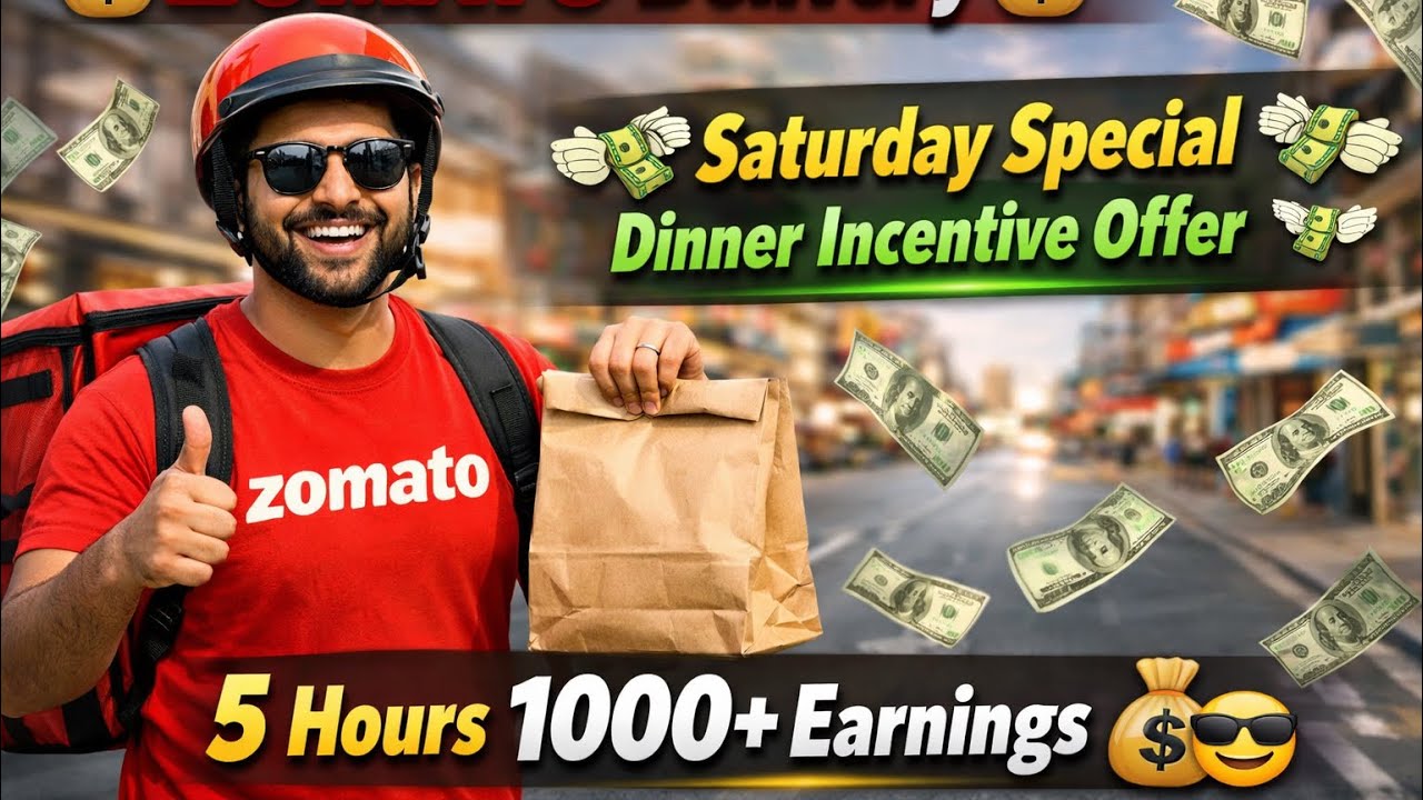 🙀ZOMATO Delivery 🙀Saturday special dinner incentive offer 💸💸5 hours 1000+🤑/ nonstop ride 💥/ ZOMATO 