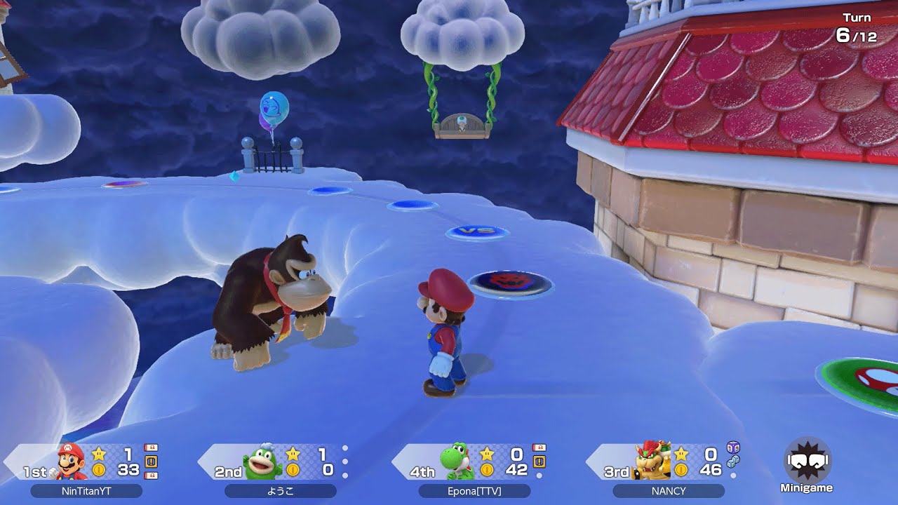 Super Mario Party Jamboree - Mario vs Yoshi vs Bowser vs Spike - Mario's Rainbow Castle