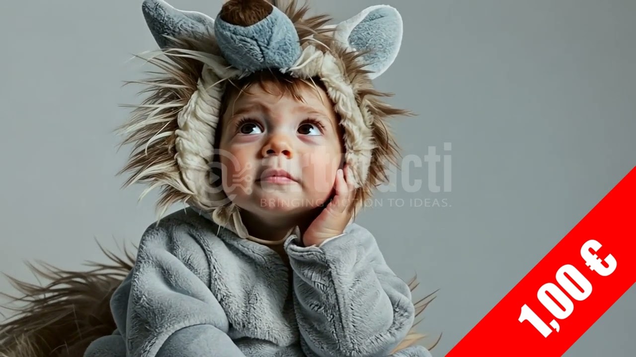 Adorable Child in Animal Costume Studio HD Stock Footage