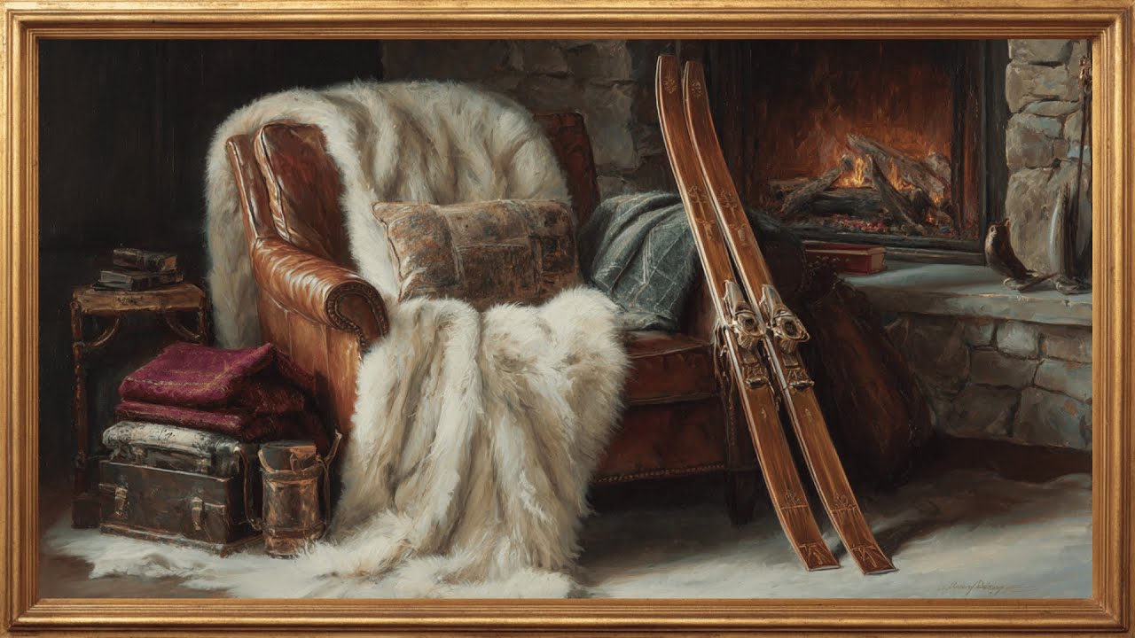Winter Ski Lodge Ambience |  Cozy  Fireside | TV Art for Smart TVs