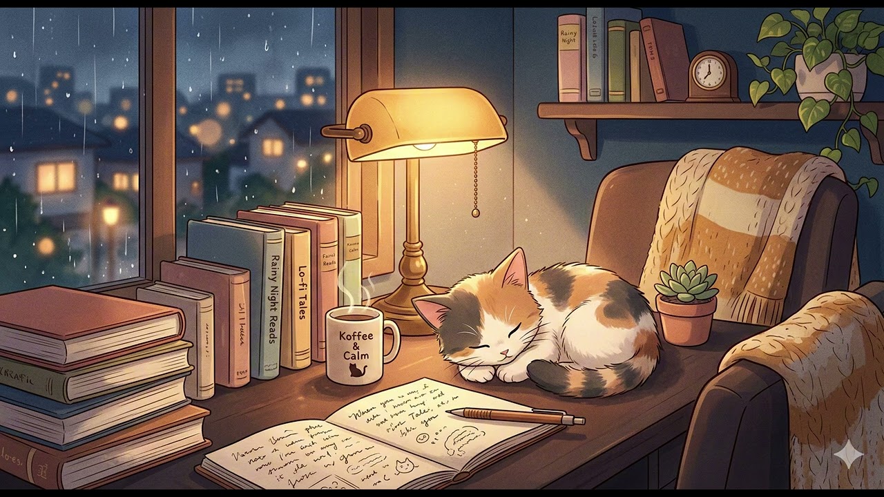 Midnight Rain & Lofi Hip Hop 🐱 Music to study/relax to