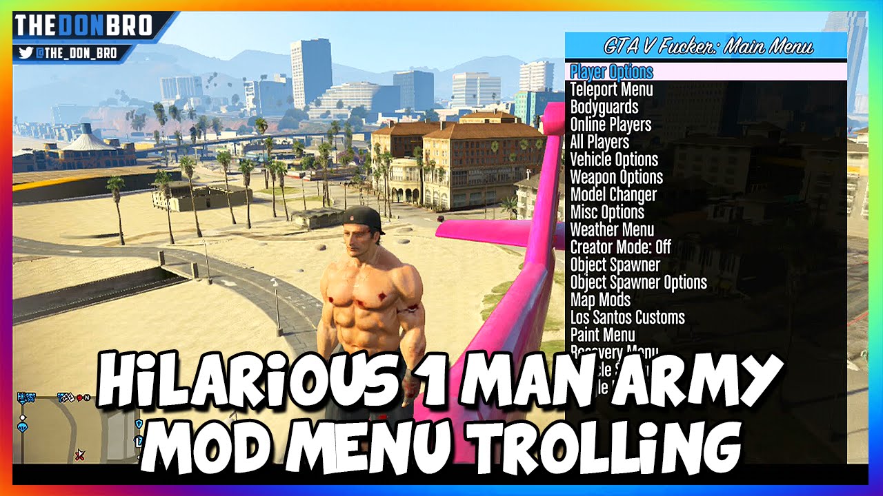 GTA 5 ONLINE - HILARIOUS AMERICAN 1 MAN ARMY #2 - MOD MENU TROLLING (GTA 5 MODS)